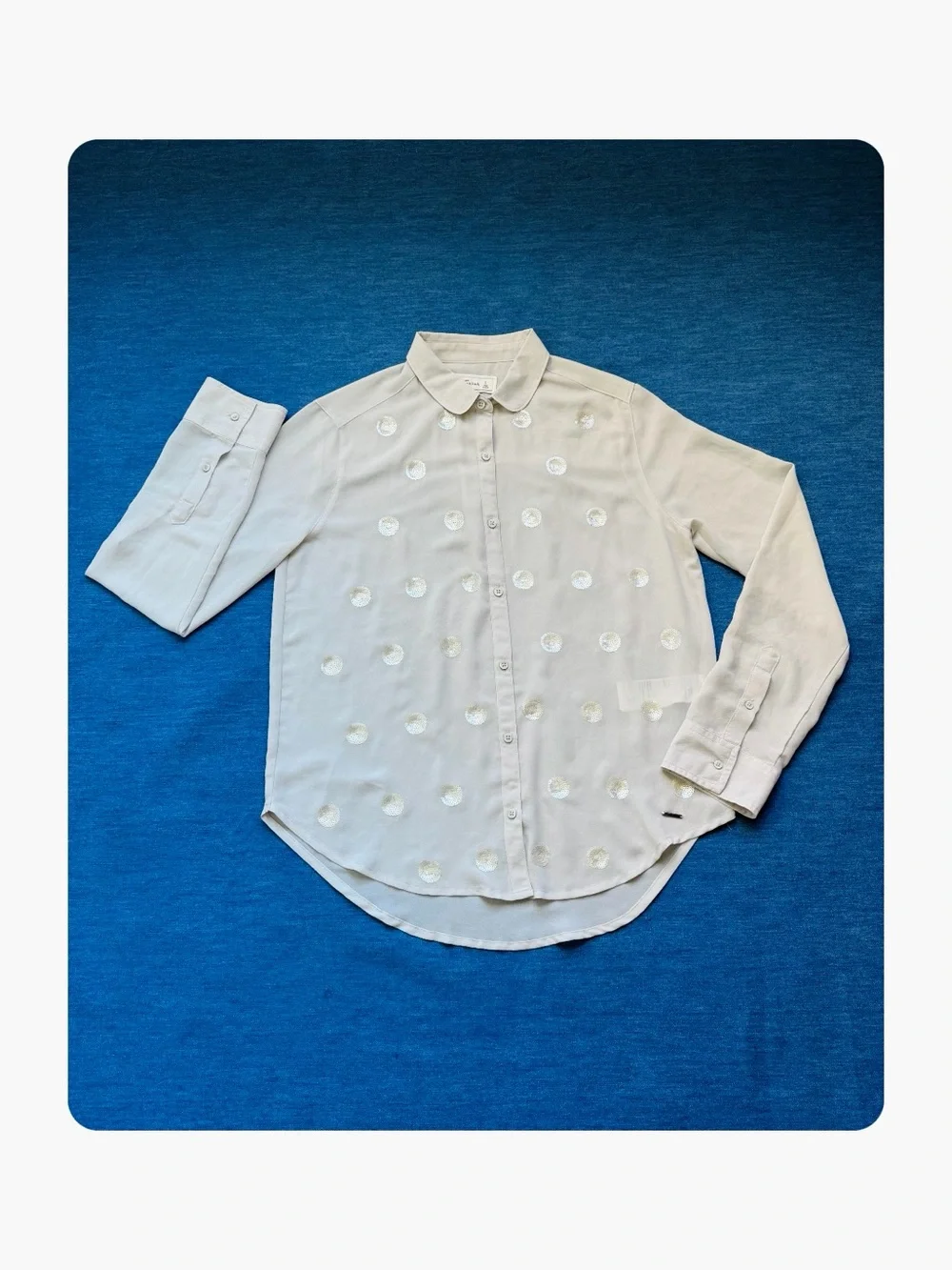 ★ Abercrombie & Fitch Elevated Basic Sequins Long Sleeve Button Down Blouse S ★